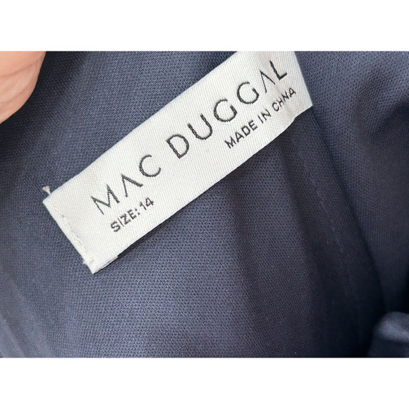 Ieena Mac Duggal Beaded Cuff Drop Shoulder Faux Wrap Gown Sz 14 Midnight NWT - Picture 14 of 16